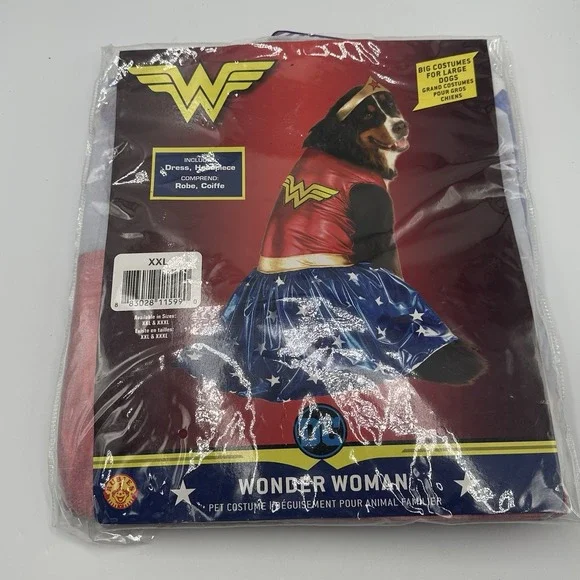 Wonder Woman DC Superhero Big Fancy Dress Up Halloween Pet Dog Costume XXL - Picture 2 of 4